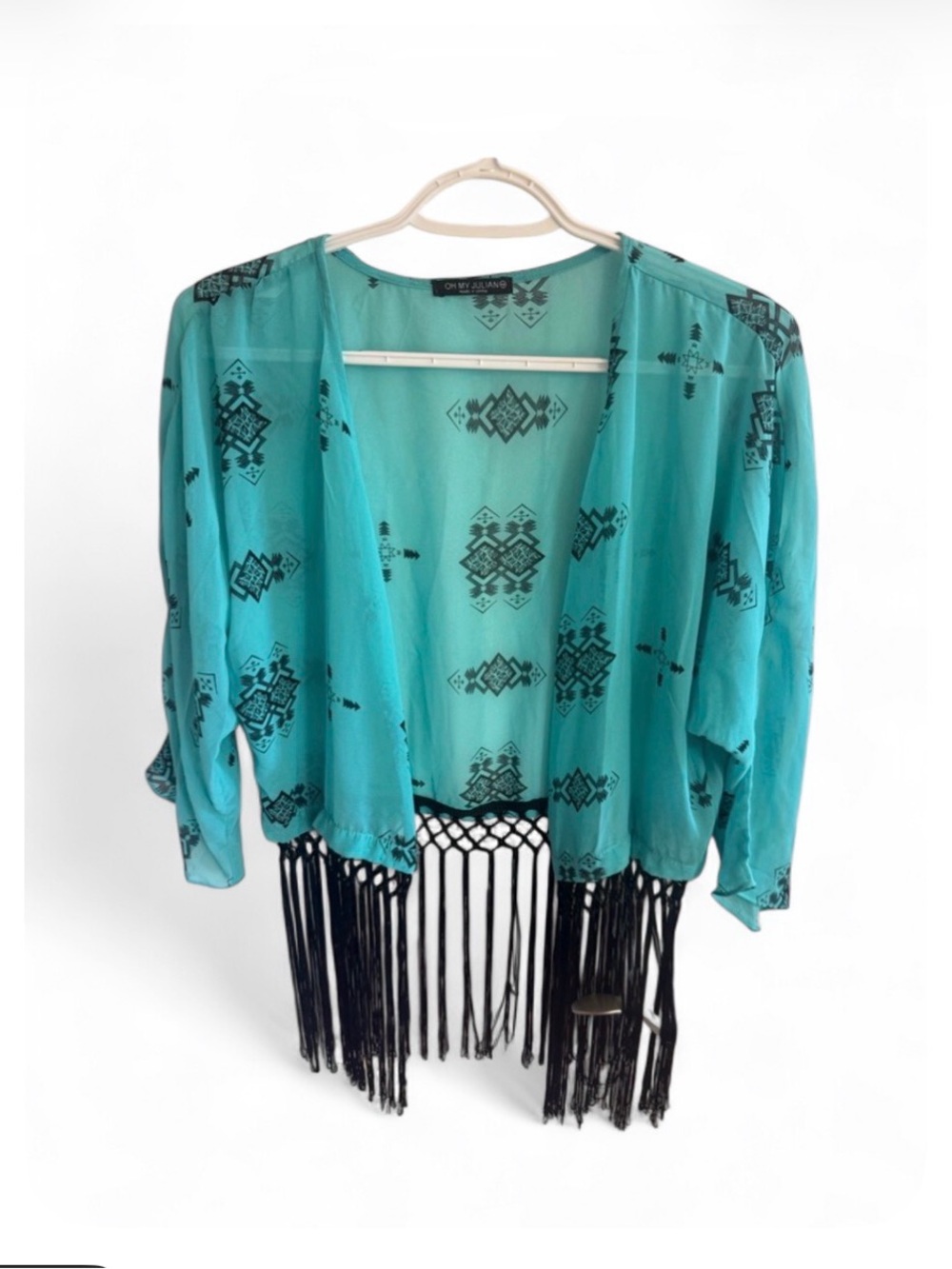 Oh My Julian Sheer Fringe Kimono Size Medium